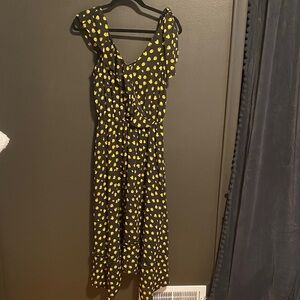 Elegant Black and Yellow Polka Dot Dress